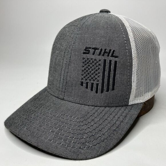 STIHL Outfitters Apparel Hat Cap Gray American Flag Mesh Adjustable Snapback - Picture 1 of 12
